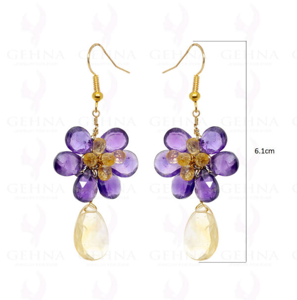 Citrine & Amethyst Natural Gemstone Earrings In .925 Sterling Silver ES-1575