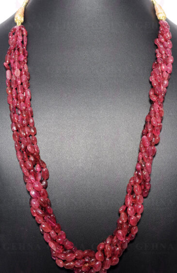 6 Rows of Pink Tourmaline gemstone Twisted necklace NS-1576