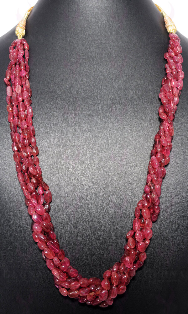 6 Rows of Pink Tourmaline gemstone Twisted necklace NS-1576