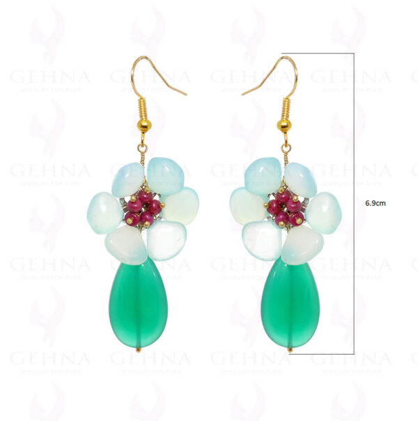 Ruby & Multi Color Chalcedony Gemstone Earrings In .925 Sterling Silver ES-1576