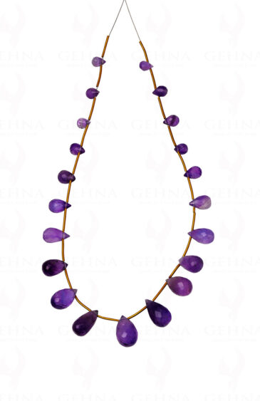 21 Loose Pieces Of Amethyst Gemstone Faceted Drop Shaped NS-1577