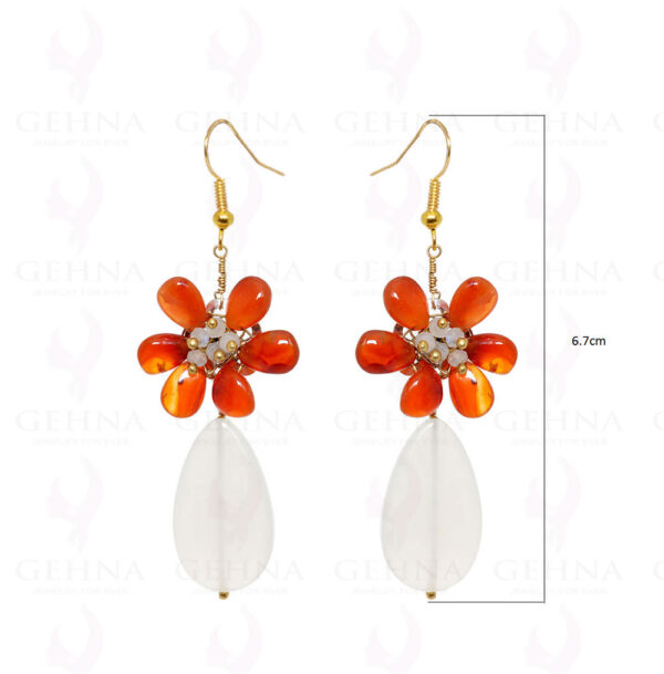 Chalcedony & Carnelian Gemstone Earrings Made In .925 Sterling Silver ES-1577