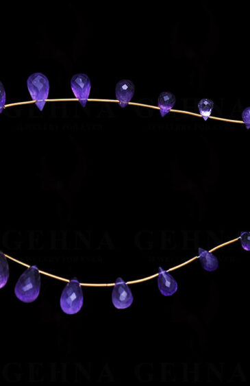 21 Loose Pieces Of Amethyst Gemstone Faceted Drop Shaped NS-1577