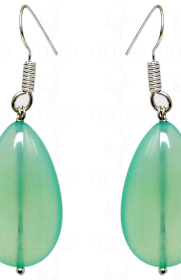 Light Green Color Chalcedony Almond Shaped Earrings In .925 Silver ES-1578