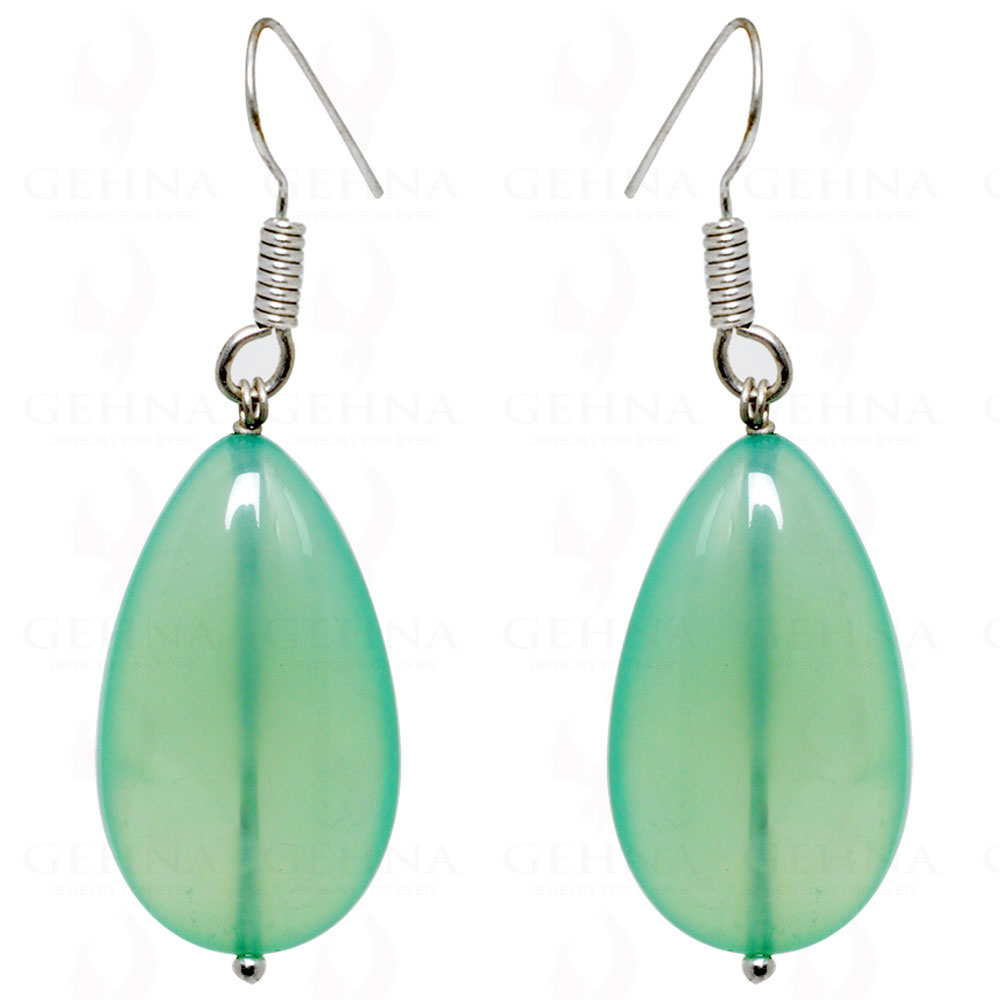 Light Green Color Chalcedony Almond Shaped Earrings In .925 Silver ES-1578