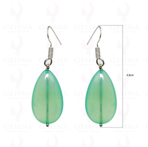 Light Green Color Chalcedony Almond Shaped Earrings In .925 Silver ES-1578