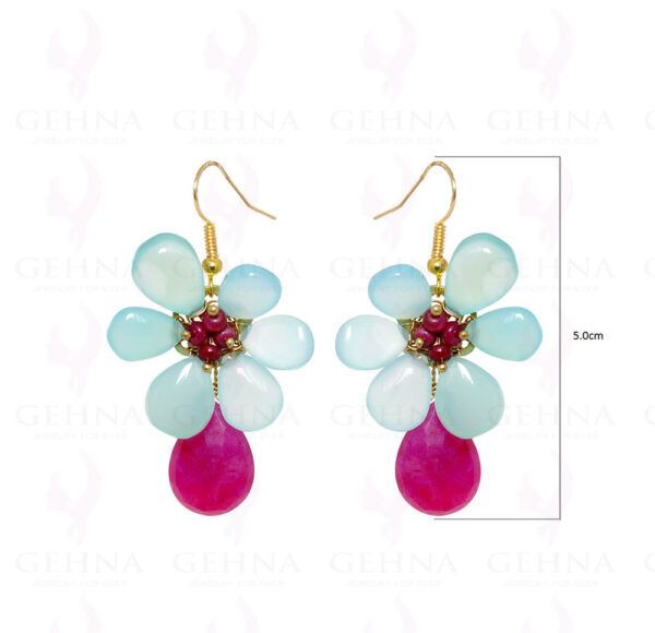 Ruby & Aqua Chalcedony Gemstone Earrings In .925 Sterling Silver ES-1579