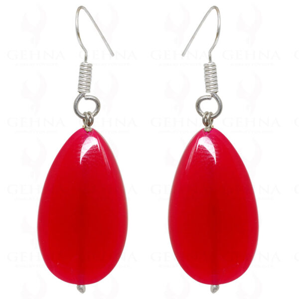 Red Chalcedony Pear Shaped Gemstone Earrings In .925 Sterling Silver ES-1580