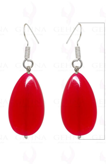 Red Chalcedony Pear Shaped Gemstone Earrings In .925 Sterling Silver ES-1580