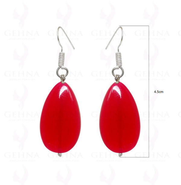 Red Chalcedony Pear Shaped Gemstone Earrings In .925 Sterling Silver ES-1580