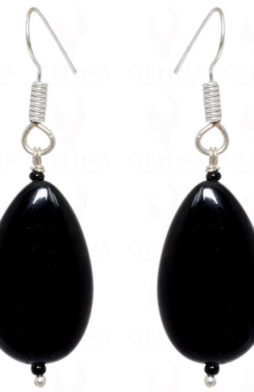Black Spinel Pear Shaped Gemstone Earrings In .925 Sterling Silver ES-1581