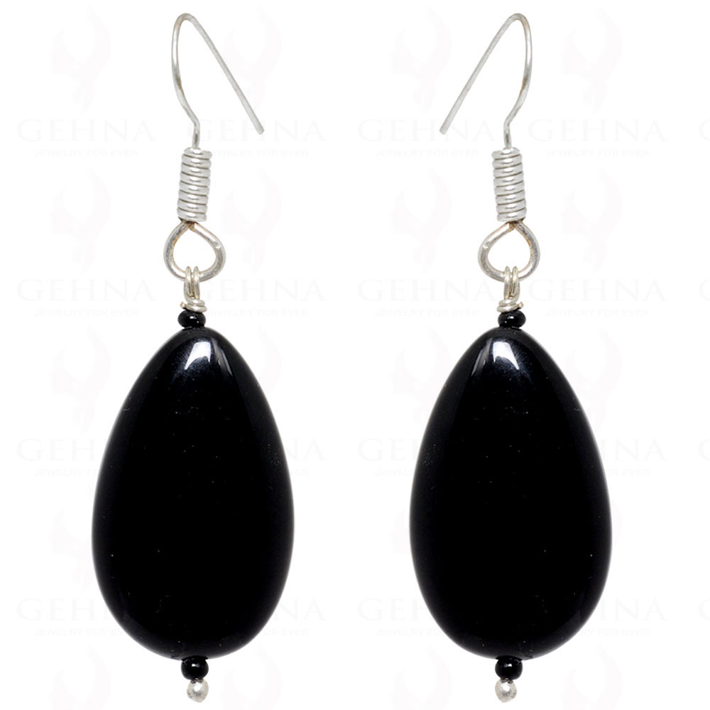 Black Spinel Pear Shaped Gemstone Earrings In .925 Sterling Silver ES-1581
