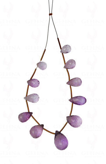 11 Loose Pieces of Amethyst Gemstone Faceted Drop NS-1582