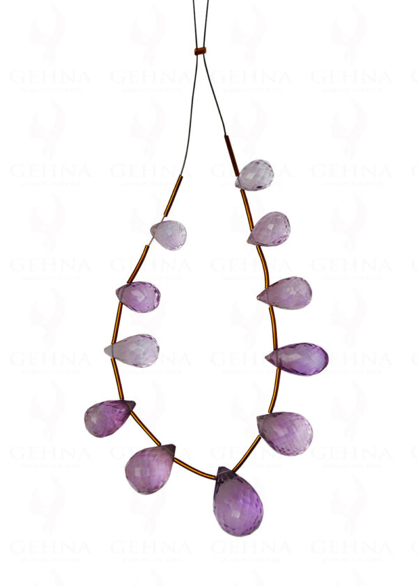 11 Loose Pieces of Amethyst Gemstone Faceted Drop NS-1582