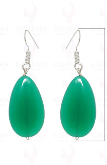 Green Onyx Pear Shaped Gemstone Earrings In .925 Sterling Silver ES-1582