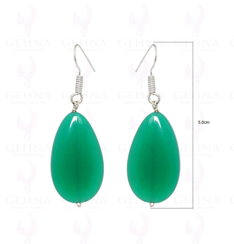 Green Onyx Pear Shaped Gemstone Earrings In .925 Sterling Silver ES-1582