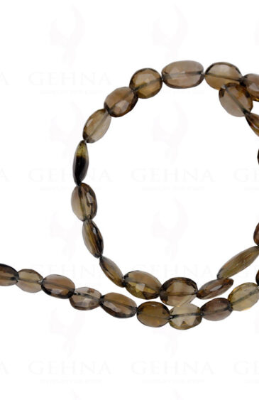 Smoky Quartz Gemstone Faceted Oval Shaped String NS-1583