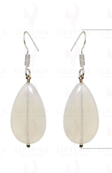 White Chalcedony Pear Shaped Gemstone Earrings In .925 Sterling Silver ES-1583