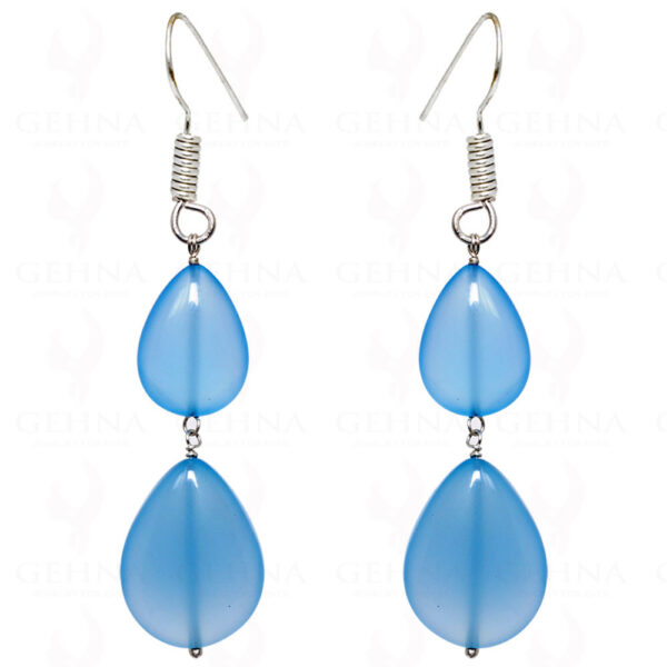 Blue Chalcedony Pear Shaped Gemstone Earrings In .925 Sterling Silver ES-1584