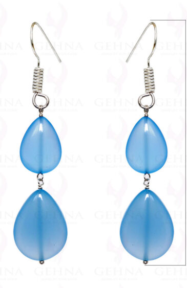 Blue Chalcedony Pear Shaped Gemstone Earrings In .925 Sterling Silver ES-1584
