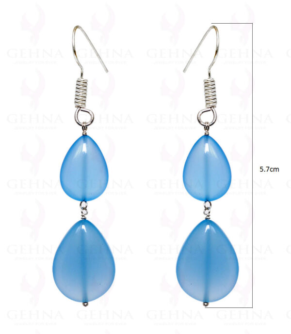 Blue Chalcedony Pear Shaped Gemstone Earrings In .925 Sterling Silver ES-1584