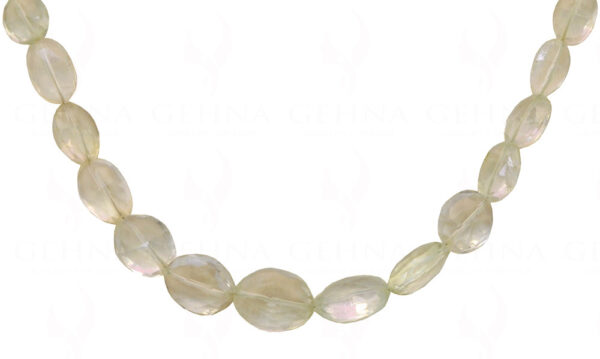 Green Amethyst Gemstone Faceted Oval Shaped Bead Necklace NS-1584