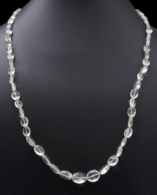 Green Amethyst Gemstone Faceted Oval Shaped Bead Necklace NS-1584