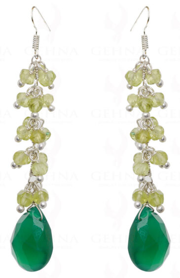 Peridot & Green Onyx Gemstone Earrings In .925 Sterling Silver ES-1586