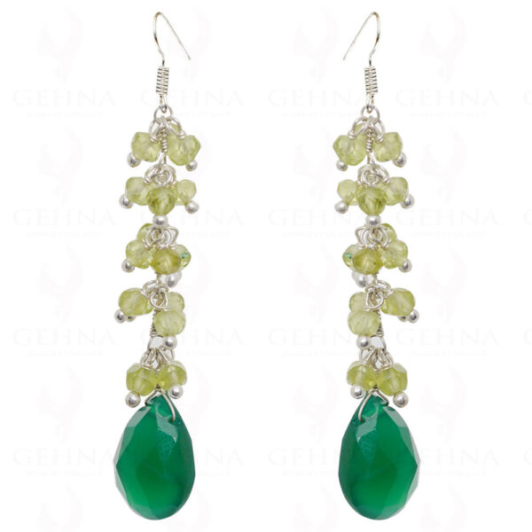 Peridot & Green Onyx Gemstone Earrings In .925 Sterling Silver ES-1586