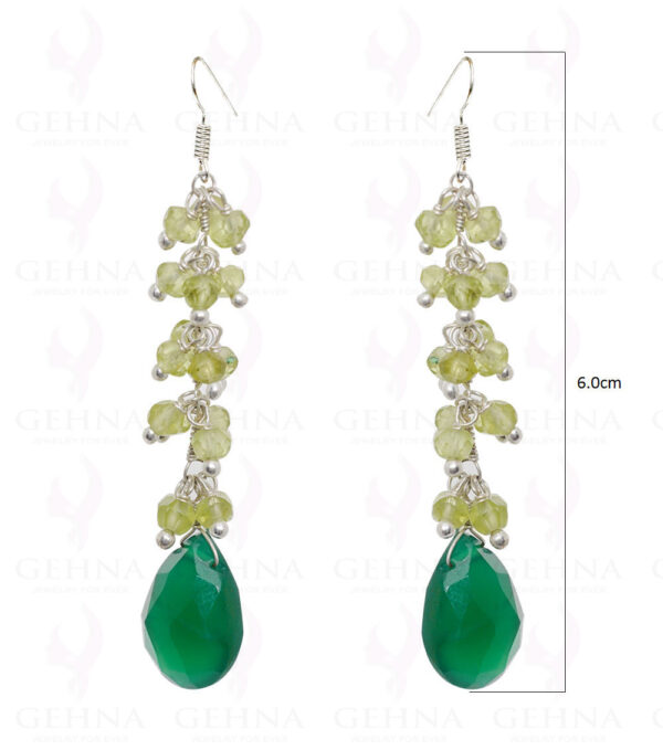 Peridot & Green Onyx Gemstone Earrings In .925 Sterling Silver ES-1586