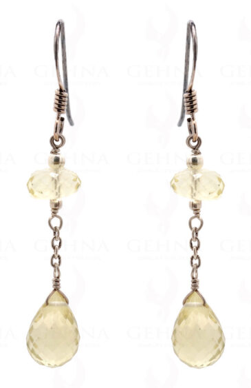 Citrine Drops & Round Shaped Gemstone Earrings In .925 Sterling Silver ES-1588