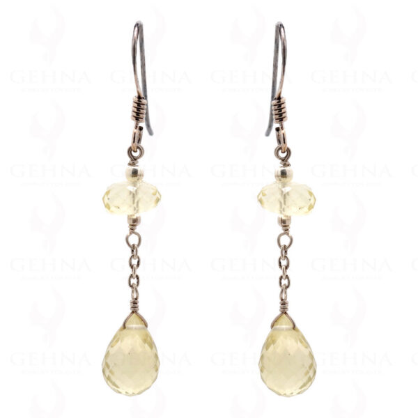 Citrine Drops & Round Shaped Gemstone Earrings In .925 Sterling Silver ES-1588