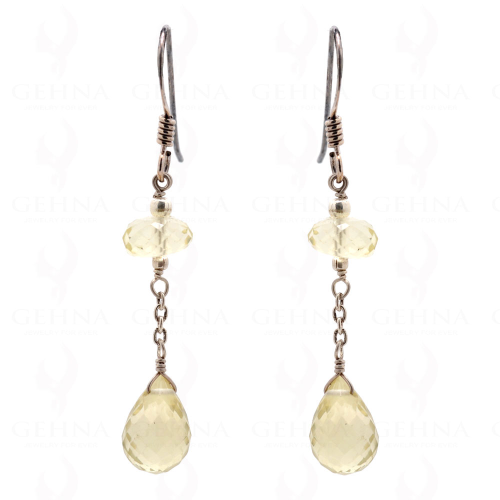 Citrine Drops & Round Shaped Gemstone Earrings In .925 Sterling Silver ES-1588