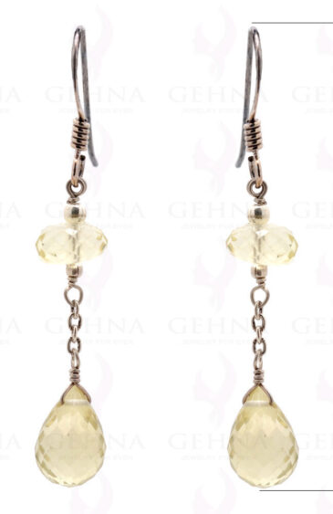 Citrine Drops & Round Shaped Gemstone Earrings In .925 Sterling Silver ES-1588