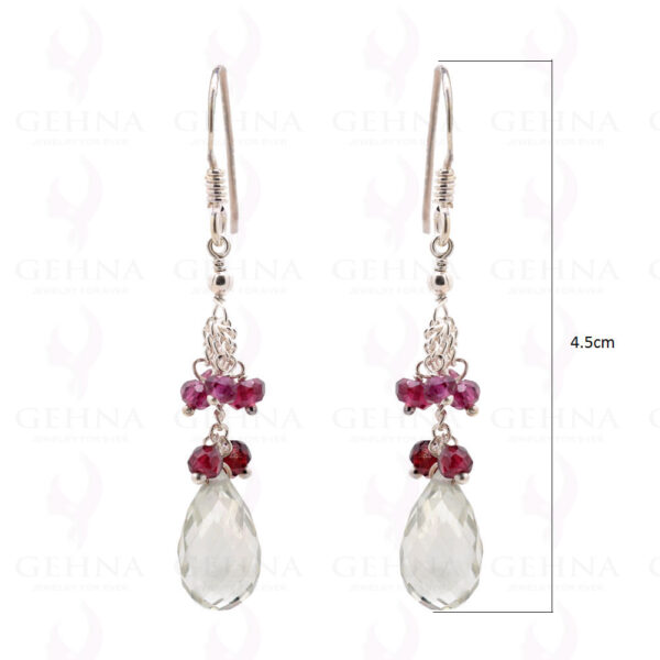 Garnet & Green Amethyst Gemstone Earrings In .925 Sterling Silver ES-1589