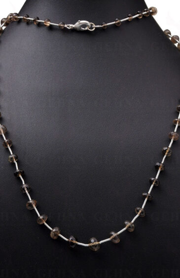 Smoky Quartz Gemstone Faceted Bead Necklace NS-1593