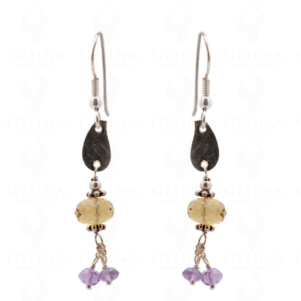 Citrine & Amethyst Gemstone Earrings In .925 Sterling Silver ES-1594