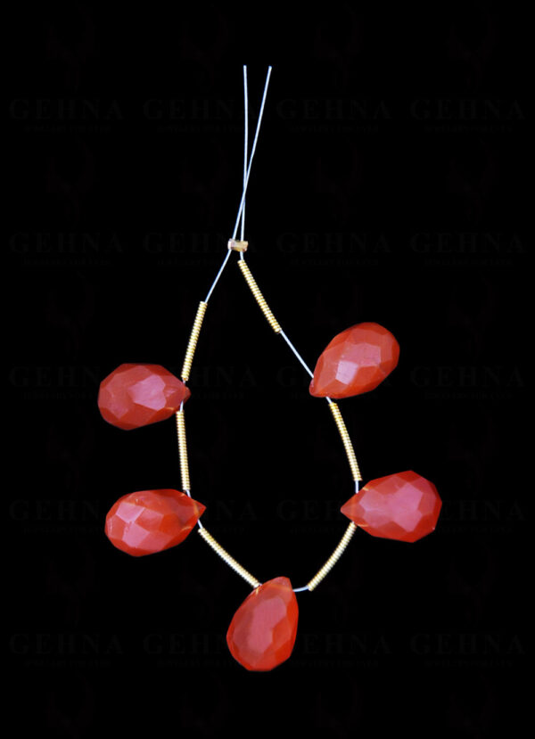 5 Loose Pieces of carnelian Gemstone Faceted Almond Shaped NS-1594