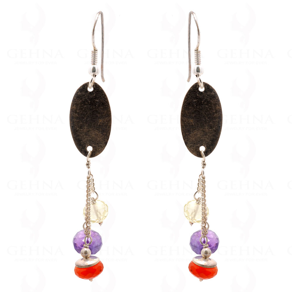 Amethyst & Carnelian Citrine Gemstone Earrings In .925 Sterling Silver ES-1595