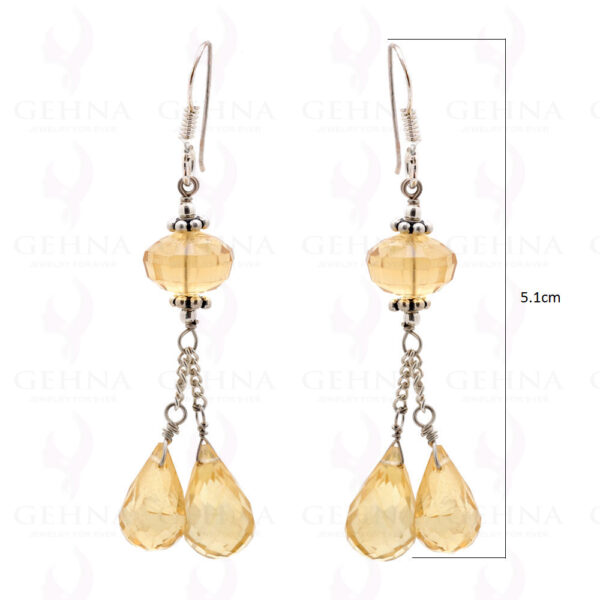 Citrine Drop & Round Shaped Gemstone Earrings In .925 Sterling Silver ES-1596