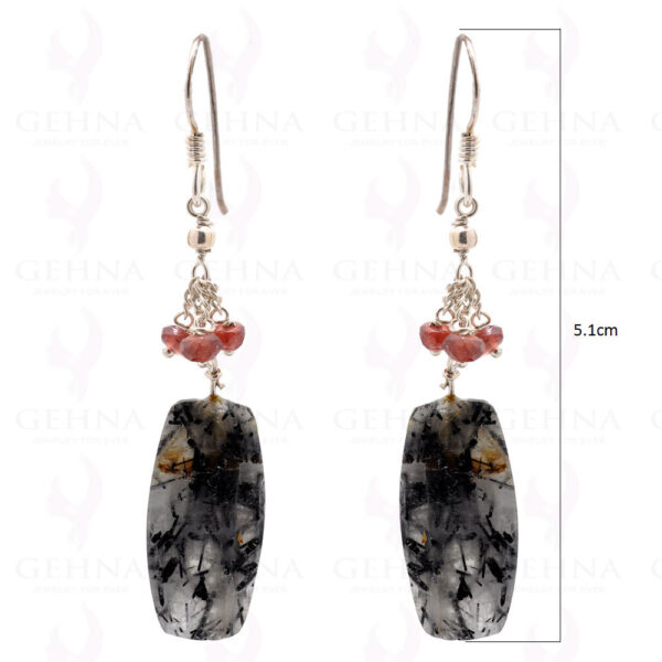 Red Garnet & Rutile Quartz Gemstone Earrings Made In .925 Solid Silver ES-1597