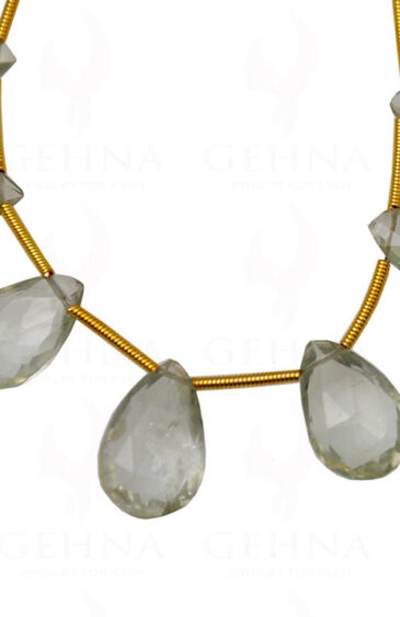 Green Amethyst Gemstone Faceted Almond Shaped Loose Pieces NS-1597