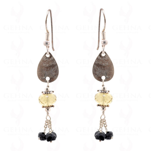 Citrine & Black Spinel Gemstone Earrings In .925 Sterling Silver ES-1598