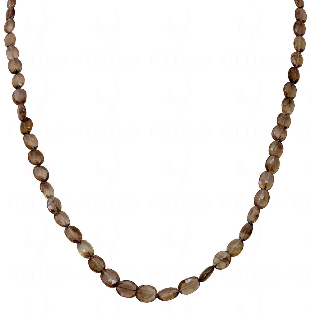 Smoky Quartz gemstone Faceted Oval Shaped Necklace NS-1598