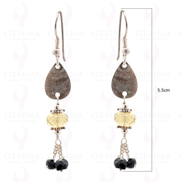 Citrine & Black Spinel Gemstone Earrings In .925 Sterling Silver ES-1598