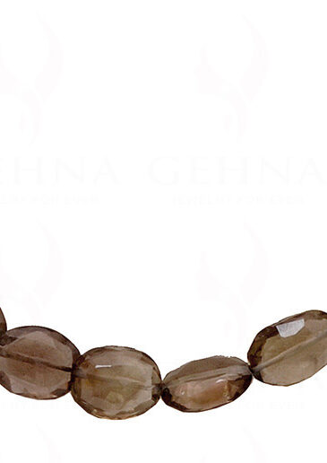 Smoky Quartz gemstone Faceted Oval Shaped Necklace NS-1598