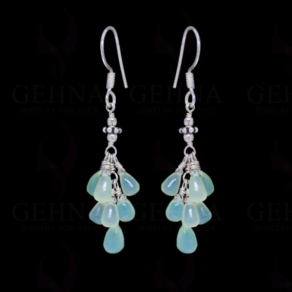 Multi Color Chalcedony Drops Shaped Earrings In .925 Sterling Silver ES-1599