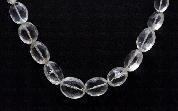 Green Amethyst Gemstone Faceted Oval Shaped Bead Necklace NS-1599