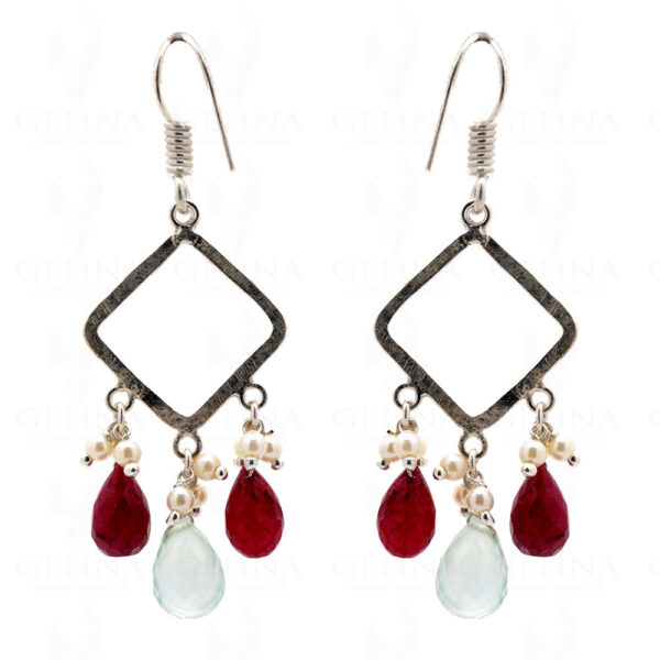 Pearl & Chalcedony Gemstone Earrings In .925 Sterling Silver ES-1600