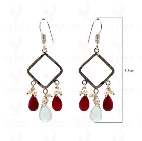 Pearl & Chalcedony Gemstone Earrings In .925 Sterling Silver ES-1600